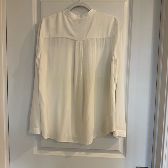 Lafayette 148 New York White Crepe Silk Blouse with Pockets - Picture 3 of 12